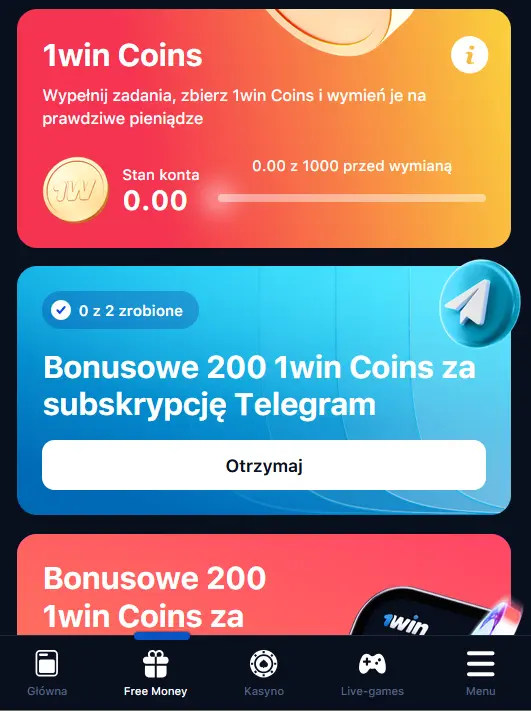 System bonusowy w aplikacji 1Win